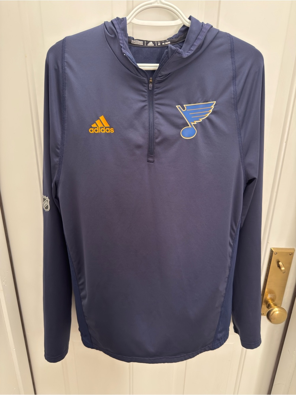 Adidas Navy and Gold St. Louis Blues Long-Sleeve Dri-Fit Hoodie